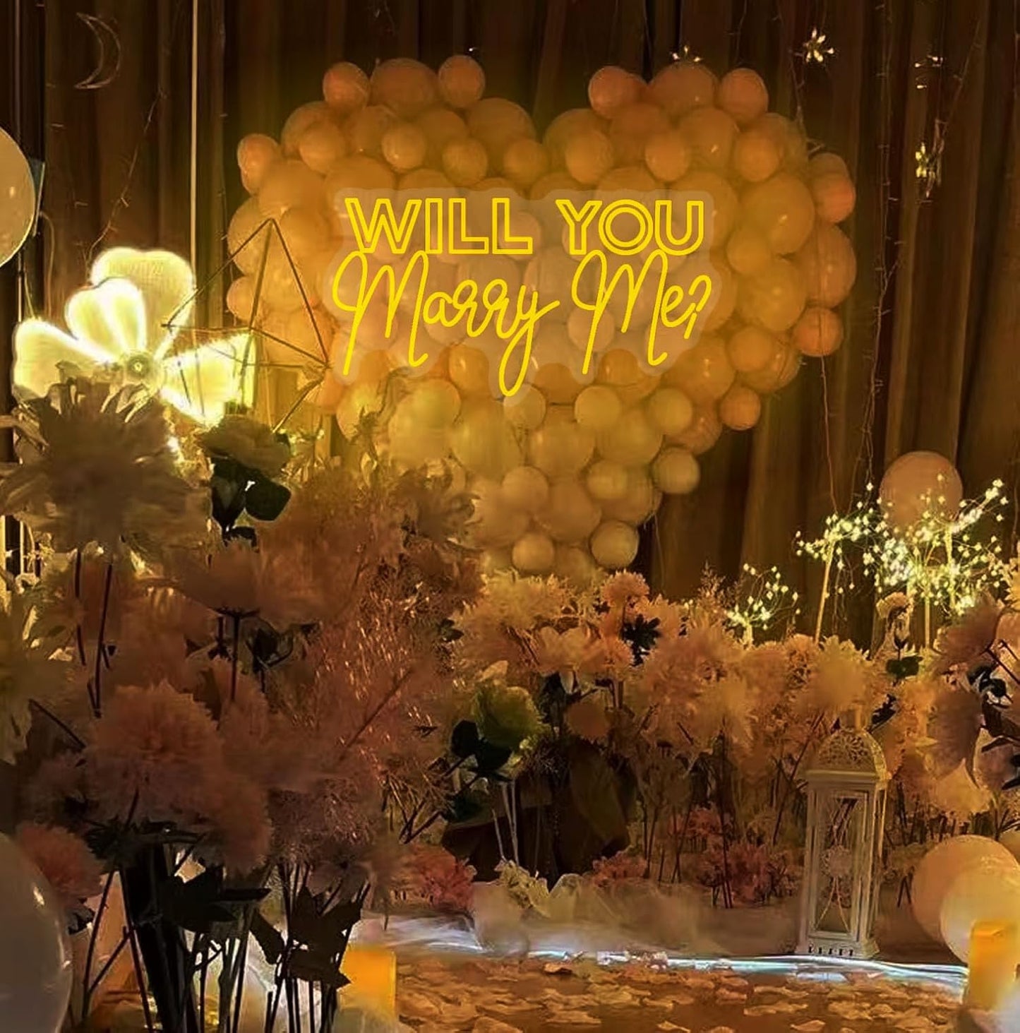 WILL YOU Marry Me? Neon Sign Custom Large Wedding Engagement Party Backdrop LED Neon Light Signs for Proposal Wedding Anniversary Valentine Engagement Bedroom Home Wall Decor. Size:27inch-Yellow