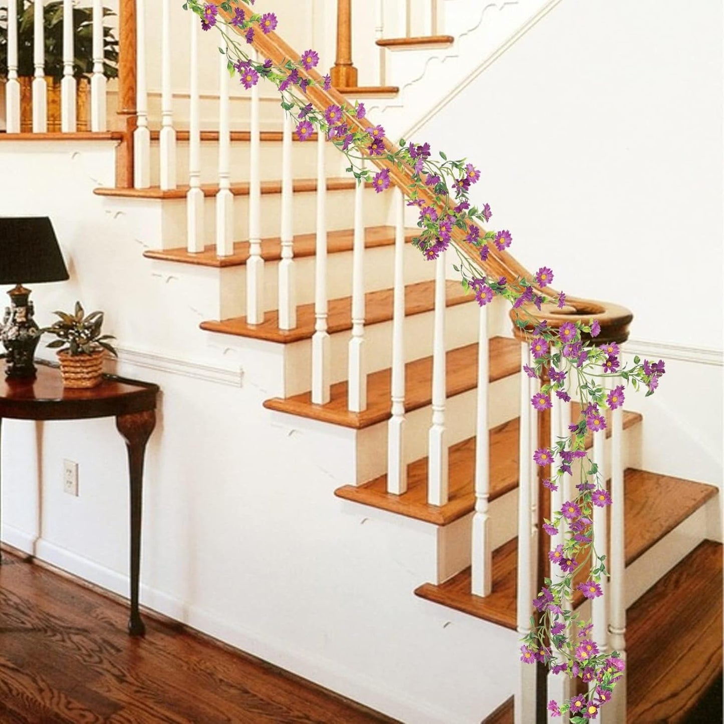 Purple Flower Garland Fake Vines Silk Artificial Daisy Purple Birthday Party Decorations Wisteria Flower Garland for Backdrop Bedroom Arch Wall Home Party Wedding Indoor Outdoor Cemetery Decor