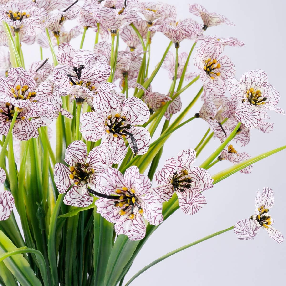 30 Bundles Artificial Flowers Outdoor UV Resistant Fake Flowers No Fade Faux Plastic Plants Garden Porch Window Box Decorating(White)