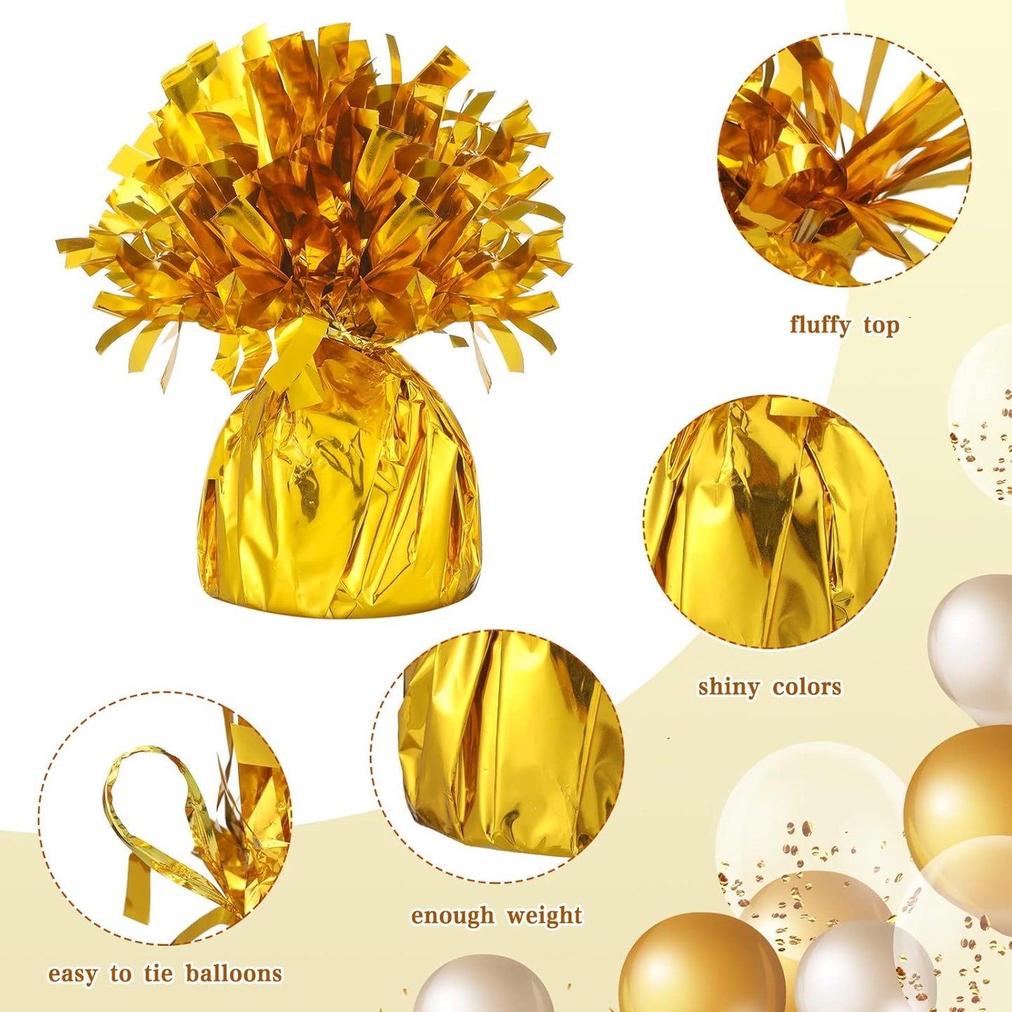 36 Pcs Metallic Balloon Weights Set Heavy Solid Metallic Anchor Balloon Holder Weights for Balloons Table Centerpiece DIY Decor for Birthday Party Favors Wedding 2.5 x 5 Inch(Gold)