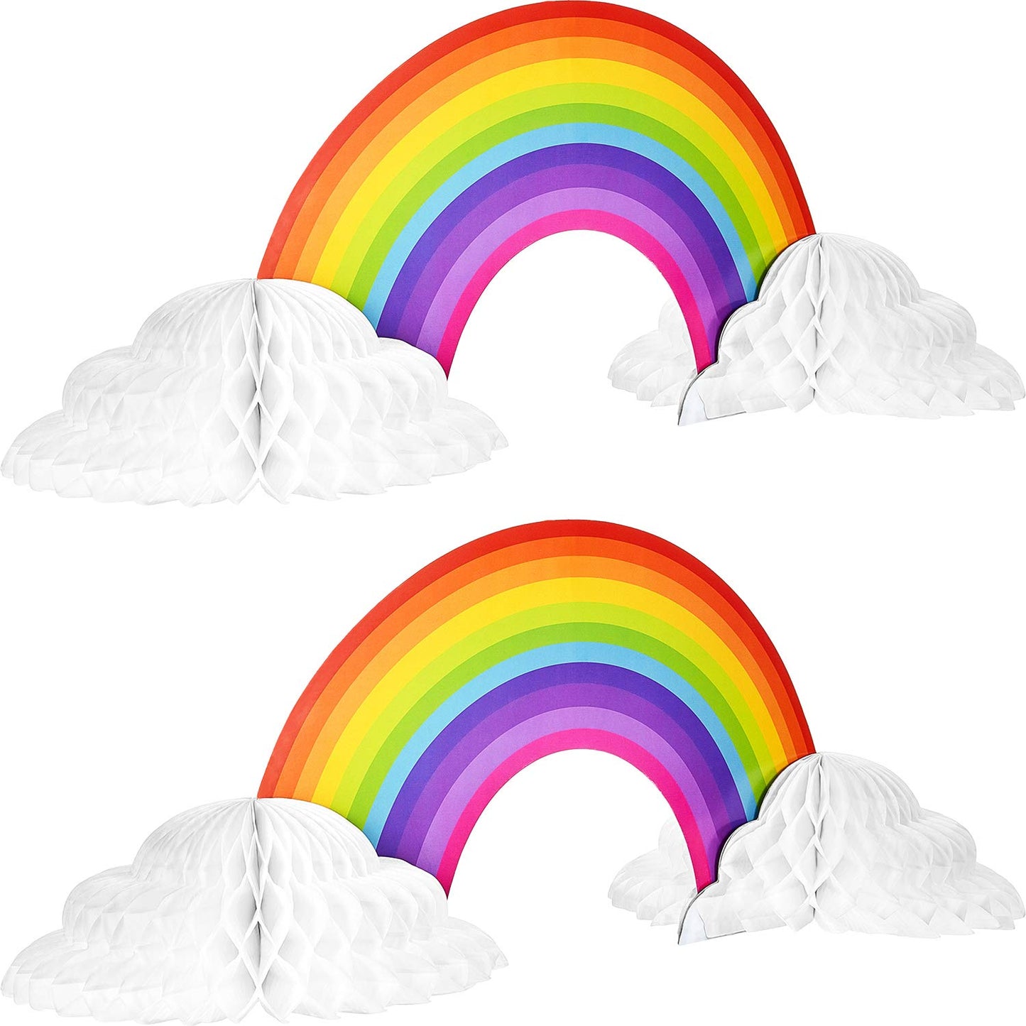 WILLBOND 2 Pieces Rainbow Table Decorations Centerpiece with Clouds