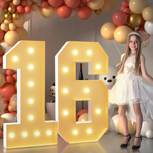 imprsv 4FT Marquee Numbers 16th Birthday Decorations for Girls Boys, Large Light Up Numbers 16th Birthday Women Foam Board Anniversary Party Decorations Arch Kit (DIY)