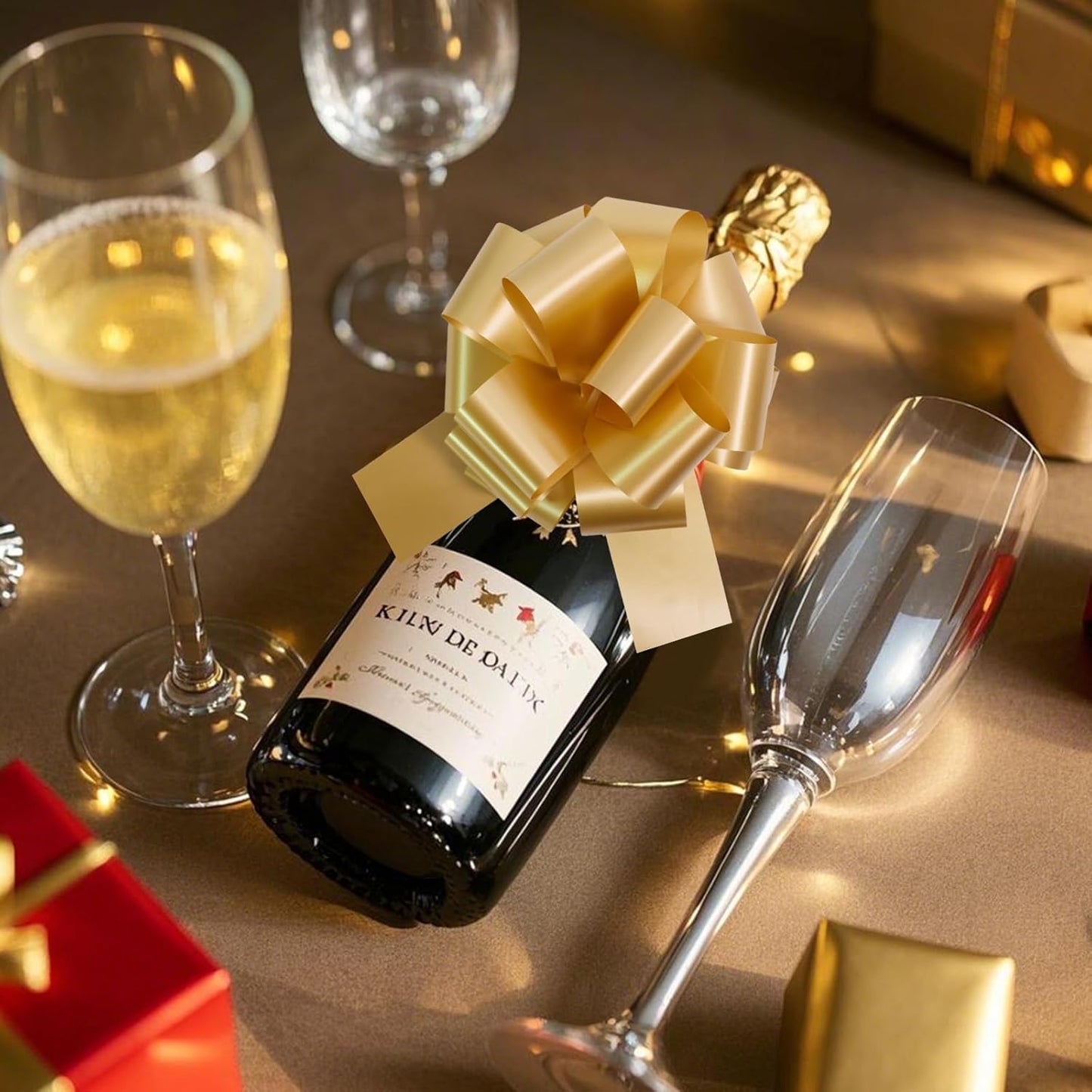 6 Pcs 6 Inch Golden Pull Bows, Perfect for Gift Wrapping, Gift Wrapping Baskets Wedding Christmas Party Decorations, Crafts – Quality Pull Bows for Gifts and Decorations