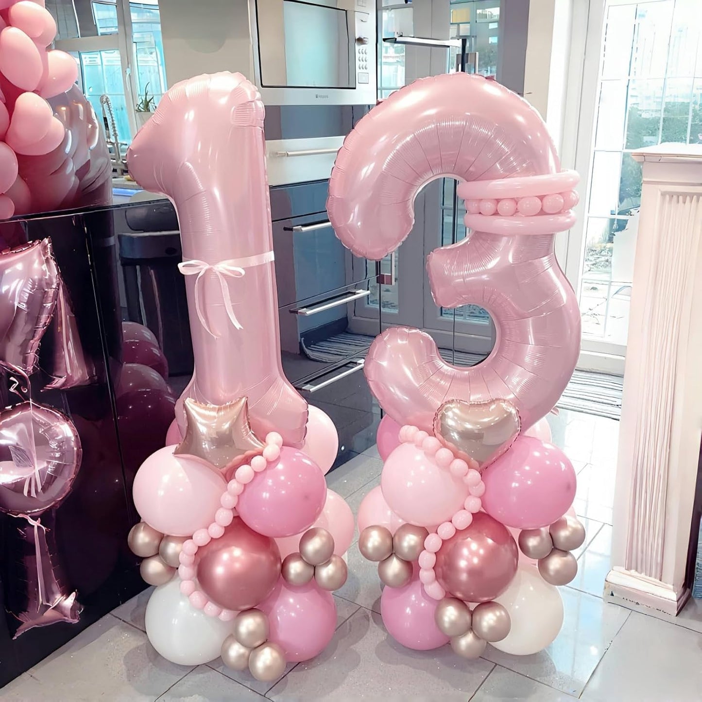 Pastel Pink 1 Balloons, 40 Inch Giant Light Pink Helium Foil Number 0-9 for Girls, Self Inflating 1st Birthday Balloon for Women Anniversary Baby Shower Princess Party Decorations Supplies