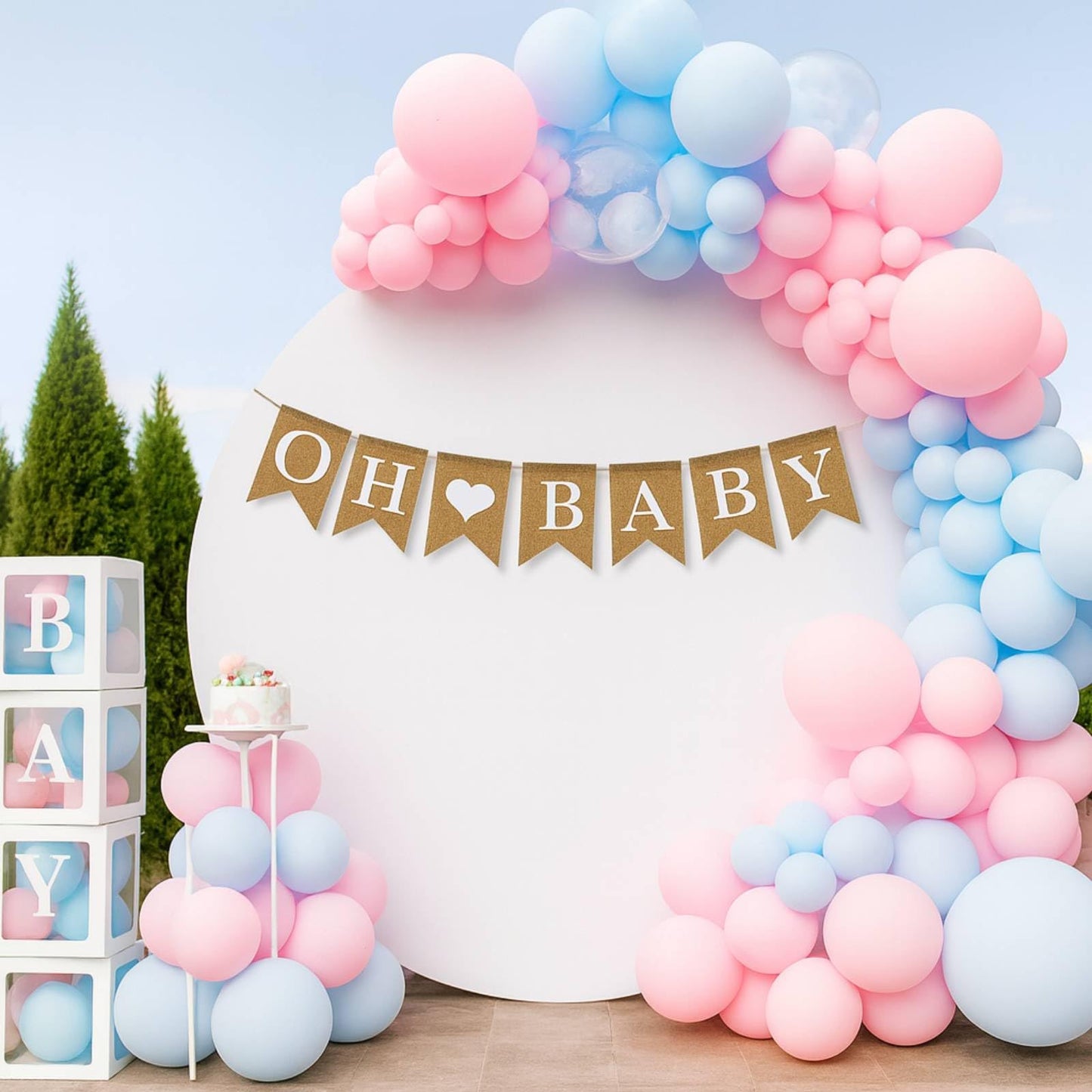 Anwyll Burlap Oh Baby Banner - NO DIY Baby Shower Decoration Banner Oh Babies Shower Sign for