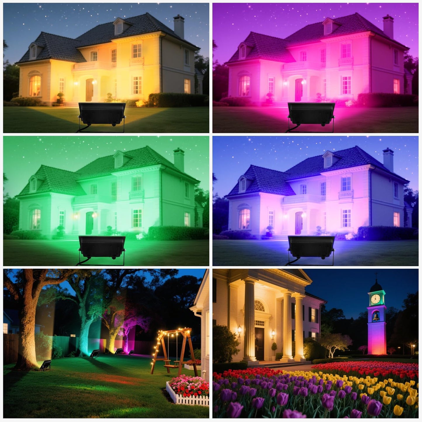 LED Flood Light Outdoor, 50W Color Changing RGB Flood Light, IP66 Waterproof Outdoor Landscape Lights Stage Lights, 3000LM Uplighting for Party, 1Pack