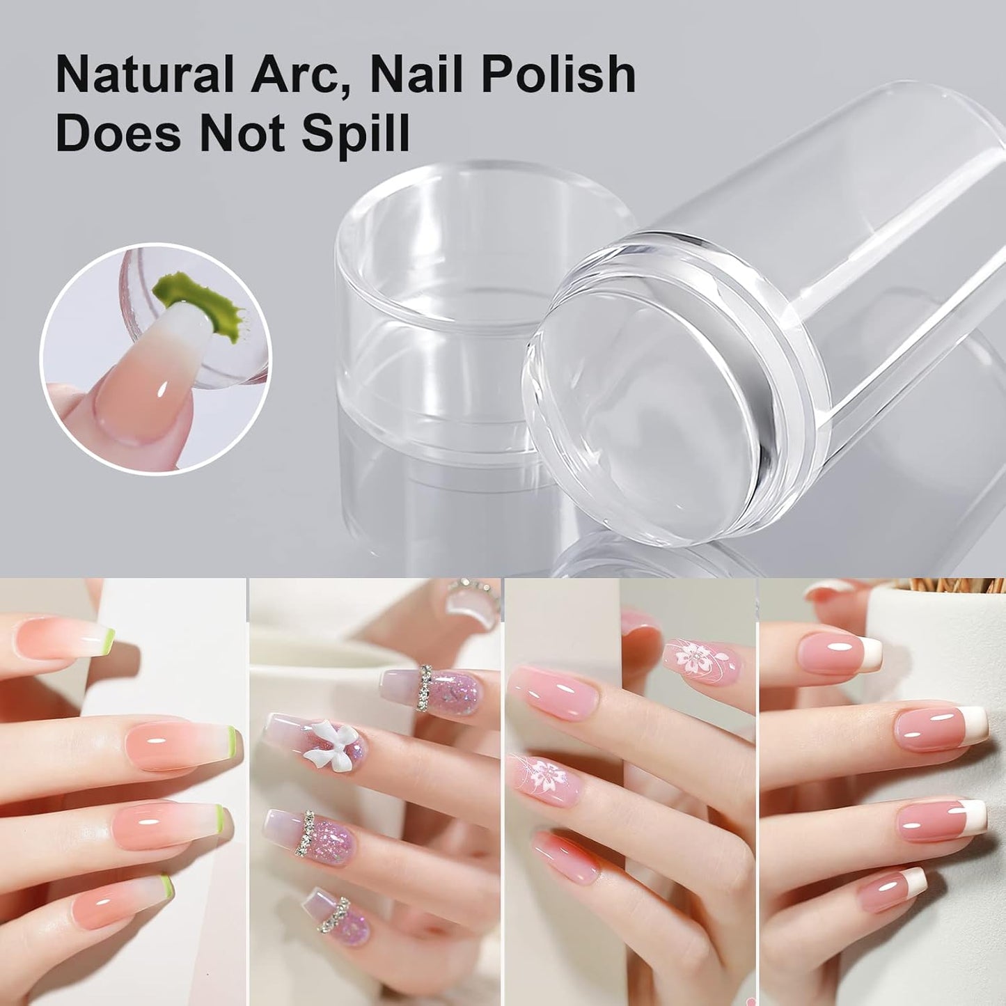 Nail Art Stamper Clear Silicone Nails Stamping Jelly with Scraper Transparent Visible Body DIY Manicure Nail Art Tool For DIY Nail Decor French Nail Manicure