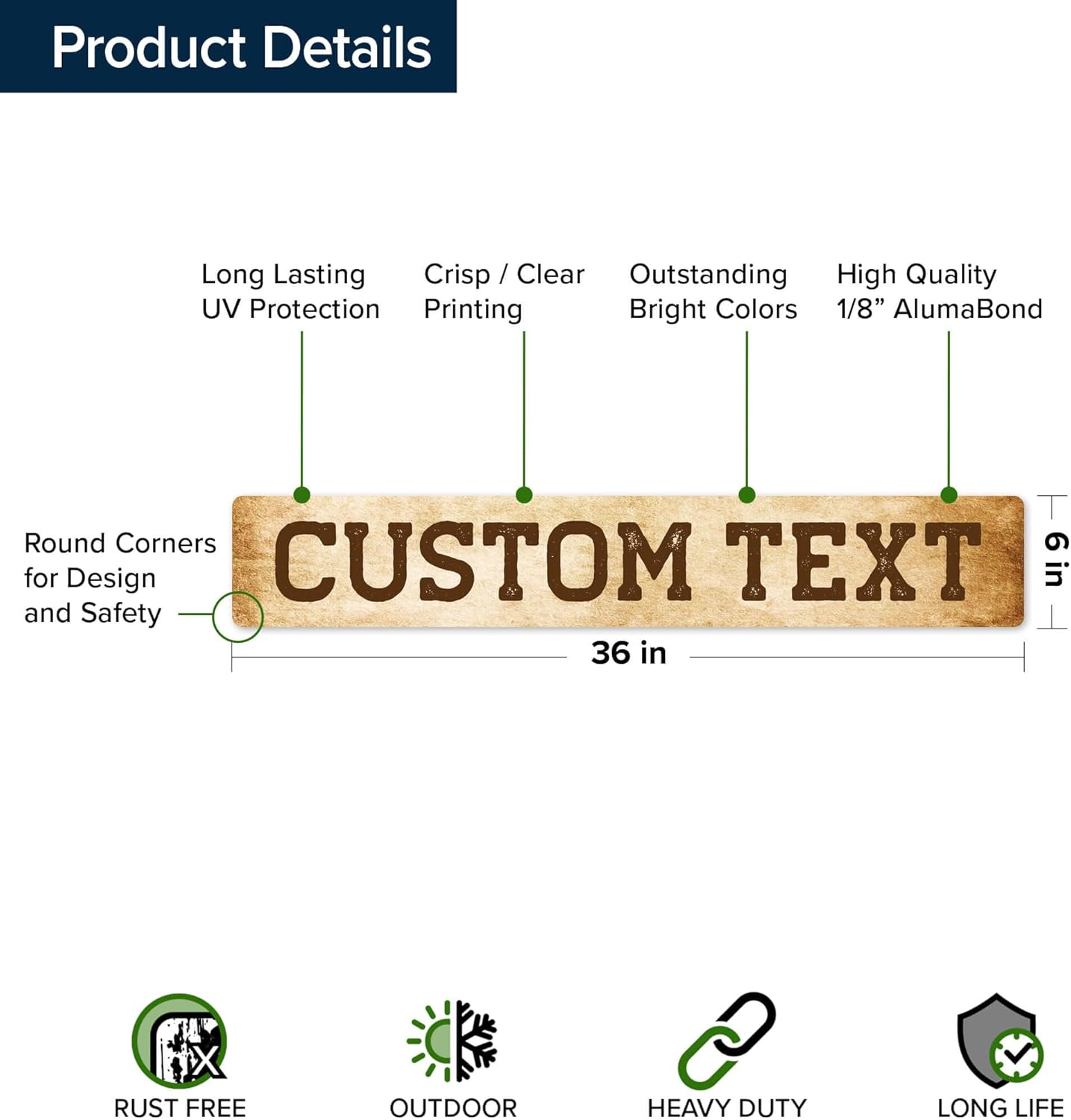 Custom Sign, Custom Street Sign, 11 Font Colors, 13 Font Styles, 4 Hole Options, 22 Sizes, 6x36 Inches, Rust Free DiBound, Fade Resistant, Made in USA by My Sign Center (Vintage)