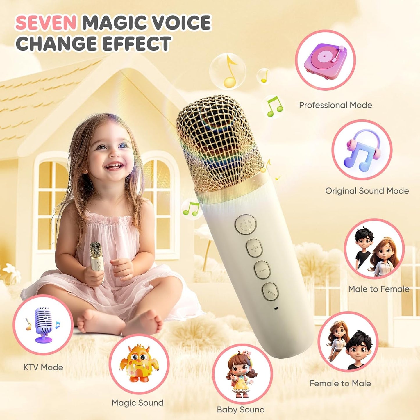 MOYU Mini Karaoke Machine for Kids: Portable Bluetooth Speaker Set with Two Wireless Microphones & Flowing Light Gifts for Girls Boys Toddler Adults Home Party