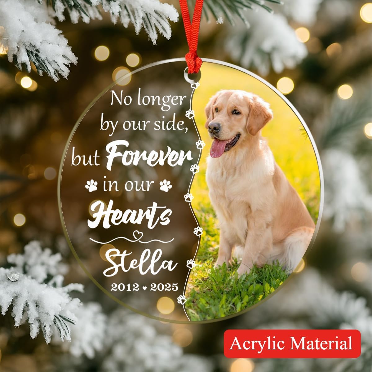 Personalized Dog Memorial Glass Ornaments, Pet Sympathy Gifts, Pet Remembrance Ornaments, Loss of Puppy Remembrance, Passing Away Gift, Dogs Lover Sympathy Gift 2025 (P2)