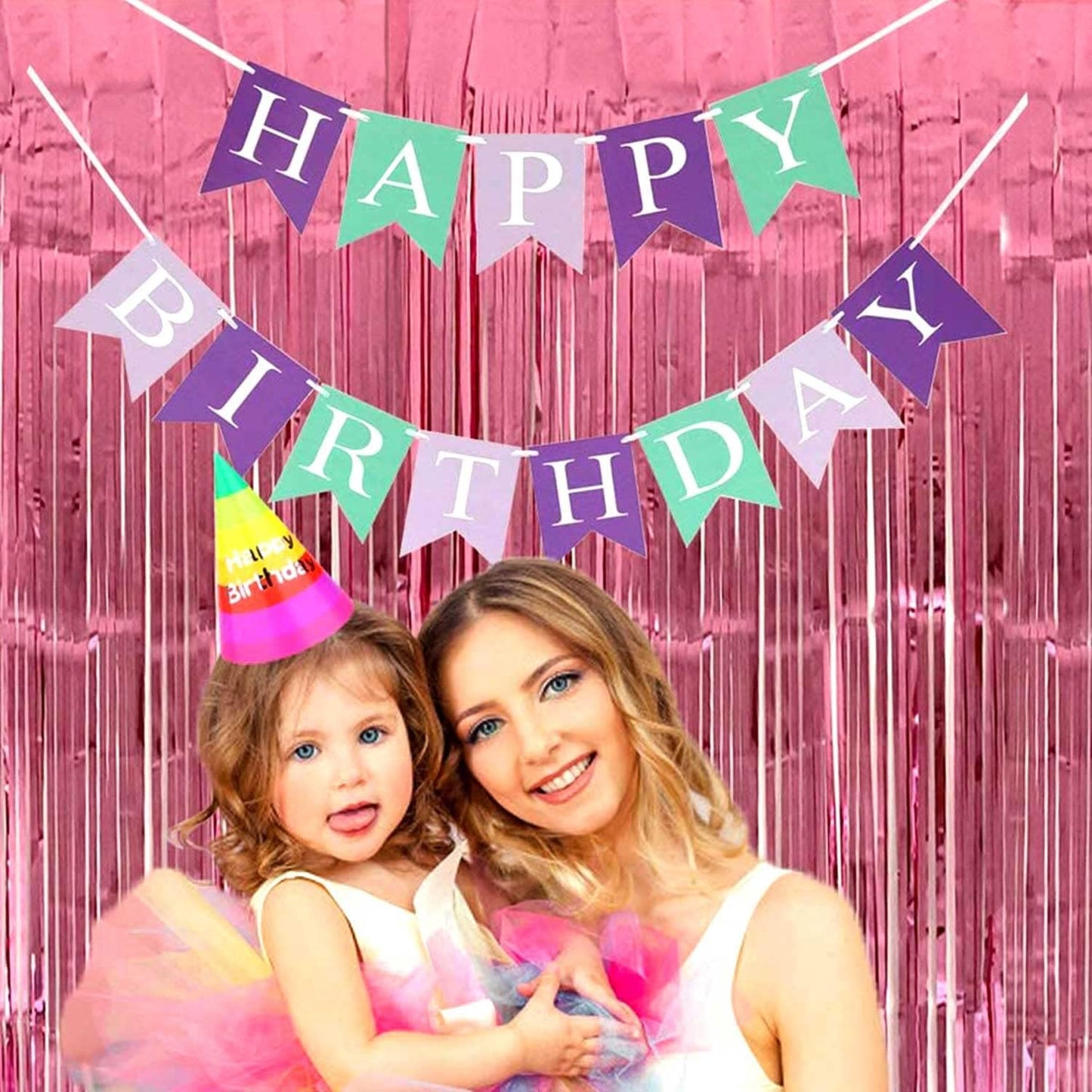 4 Pack Pink Foil Fringe Curtain Backdrop, 3.3Ft x 9.8Ft Metallic Tinsel Foil Fringe Streamers Curtains for Photo Booth, Wedding, Bachelorette, Birthday, Valentine's Day, Carnival Party Decoration