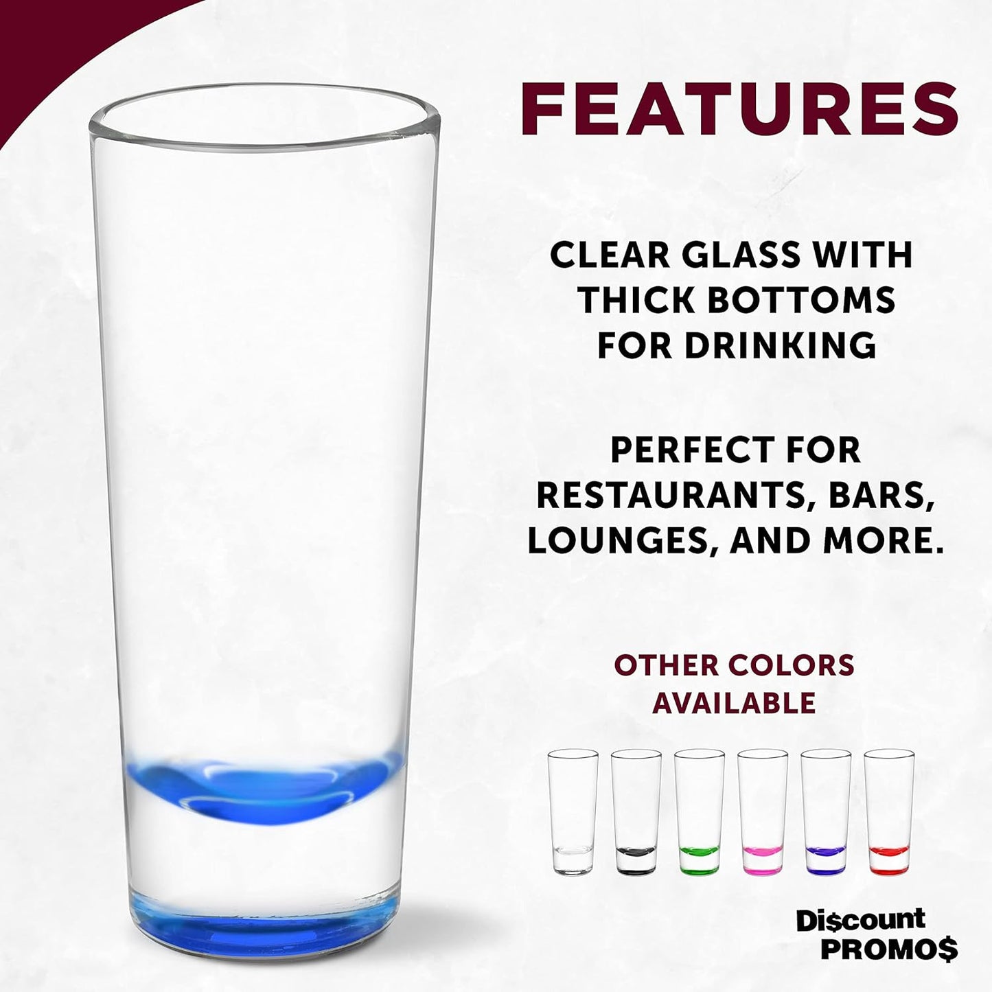 DISCOUNT PROMOS Cordial Shooter Shot Glasses 2 oz. Set of 10, Bulk Pack - Great for Birthdays, Parties, Indoor & Outdoor Events - Blue