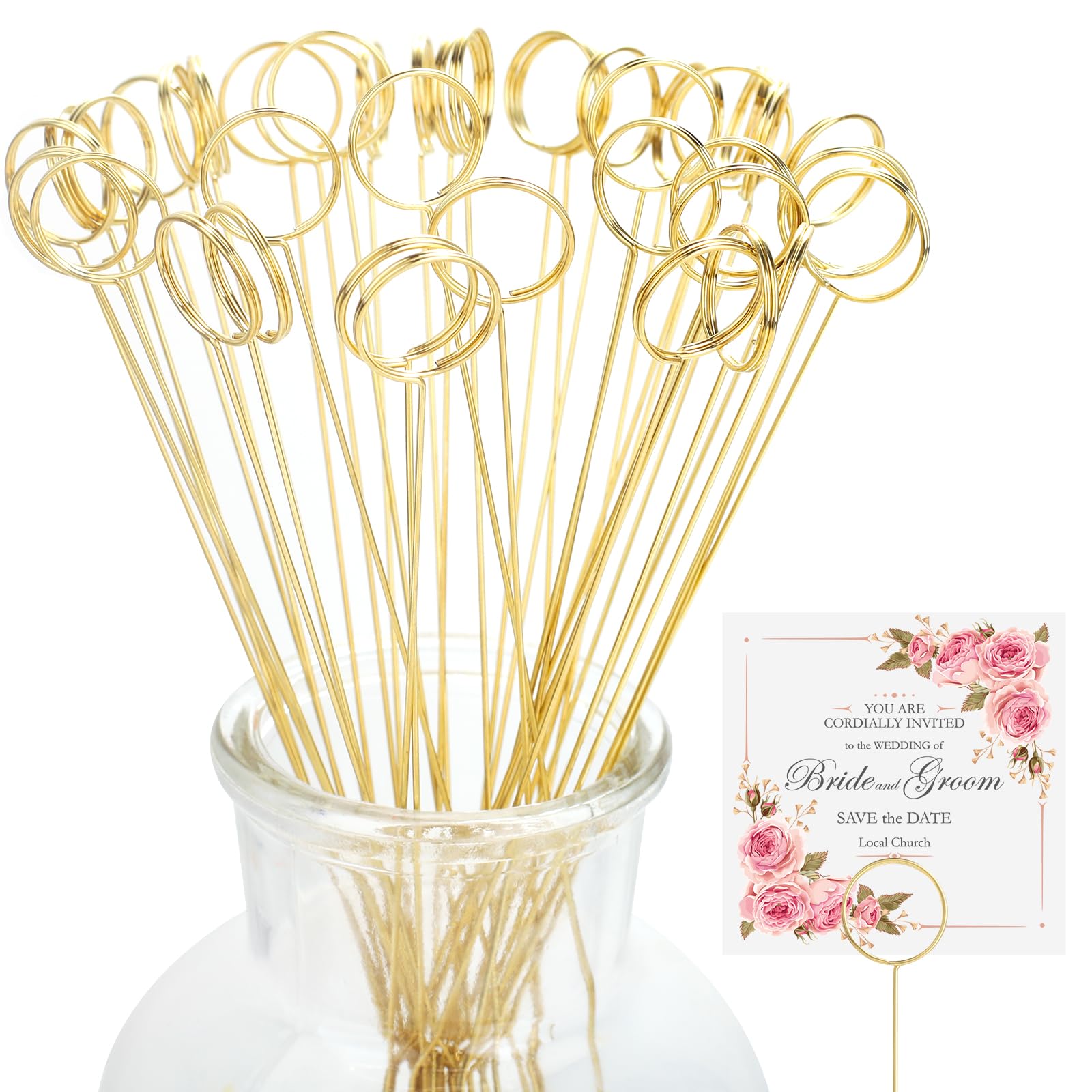 Gegraterwa Picture Holders for Centerpieces,40Pcs Gift Card Holder Picks,Metal Photo Holders for