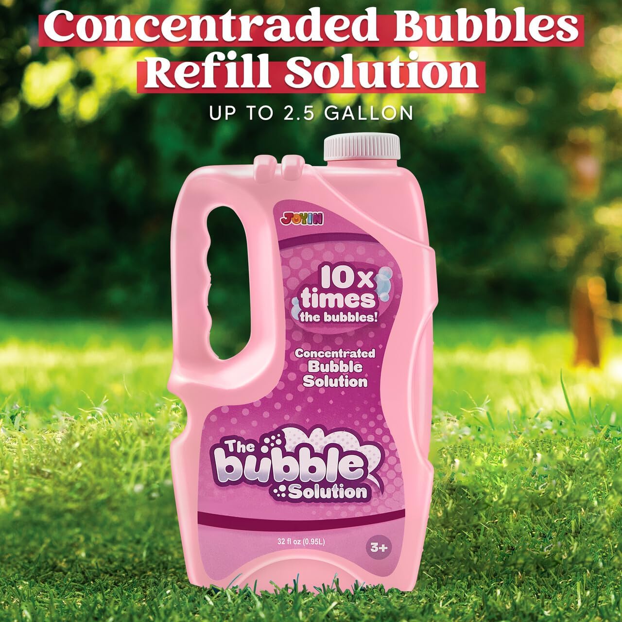 JOYIN 32 oz Bubble Solution Refills (Close to 1L/ 2.5 Gallon), Concentrated Solution for Bubble Machine, Wands, Blower, Easter (Pink)