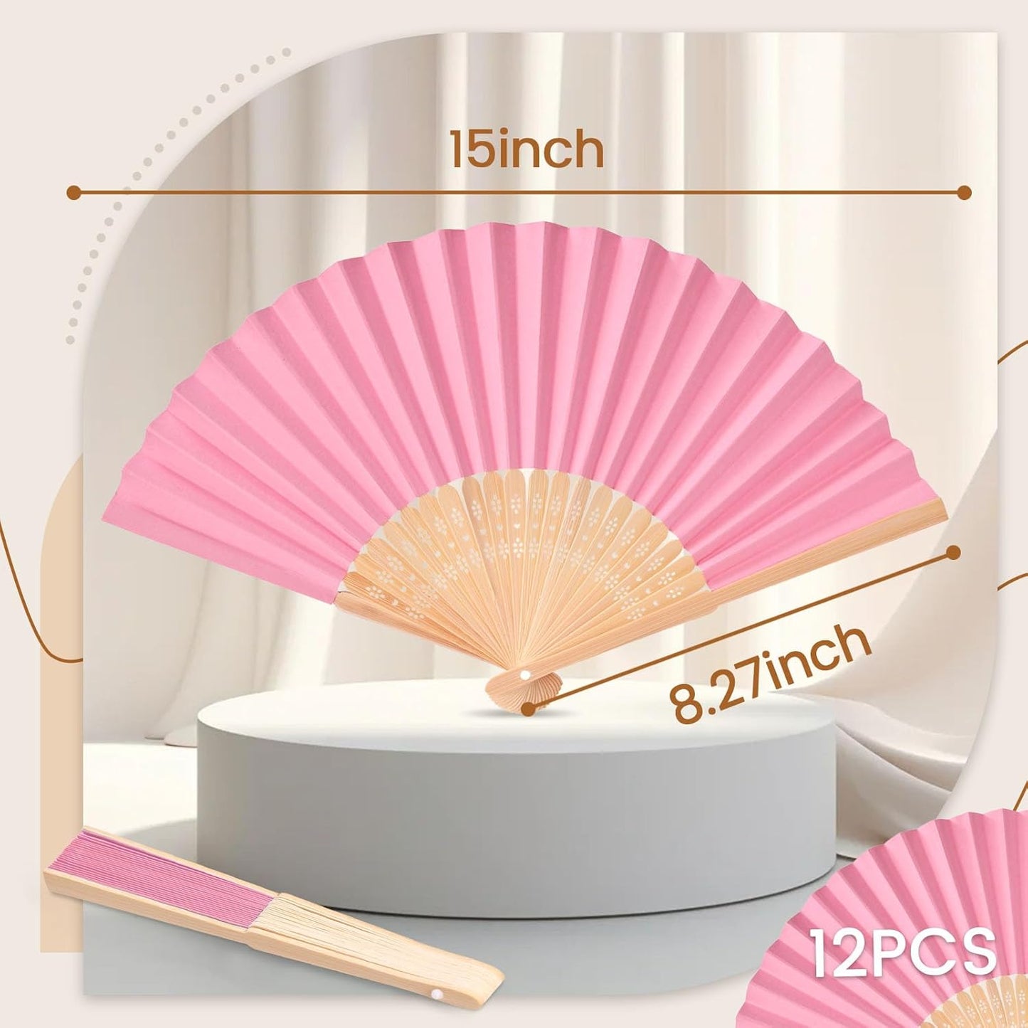 JOHOUSE 12 Packs Paper Folding Hand Fans, 8.3 Inch Multicolored Paper Fans Handheld Decorative Accessories for Wedding, Outdoor Rainbow Party Favors, Bridal Shower DIY Decoration Photography Props