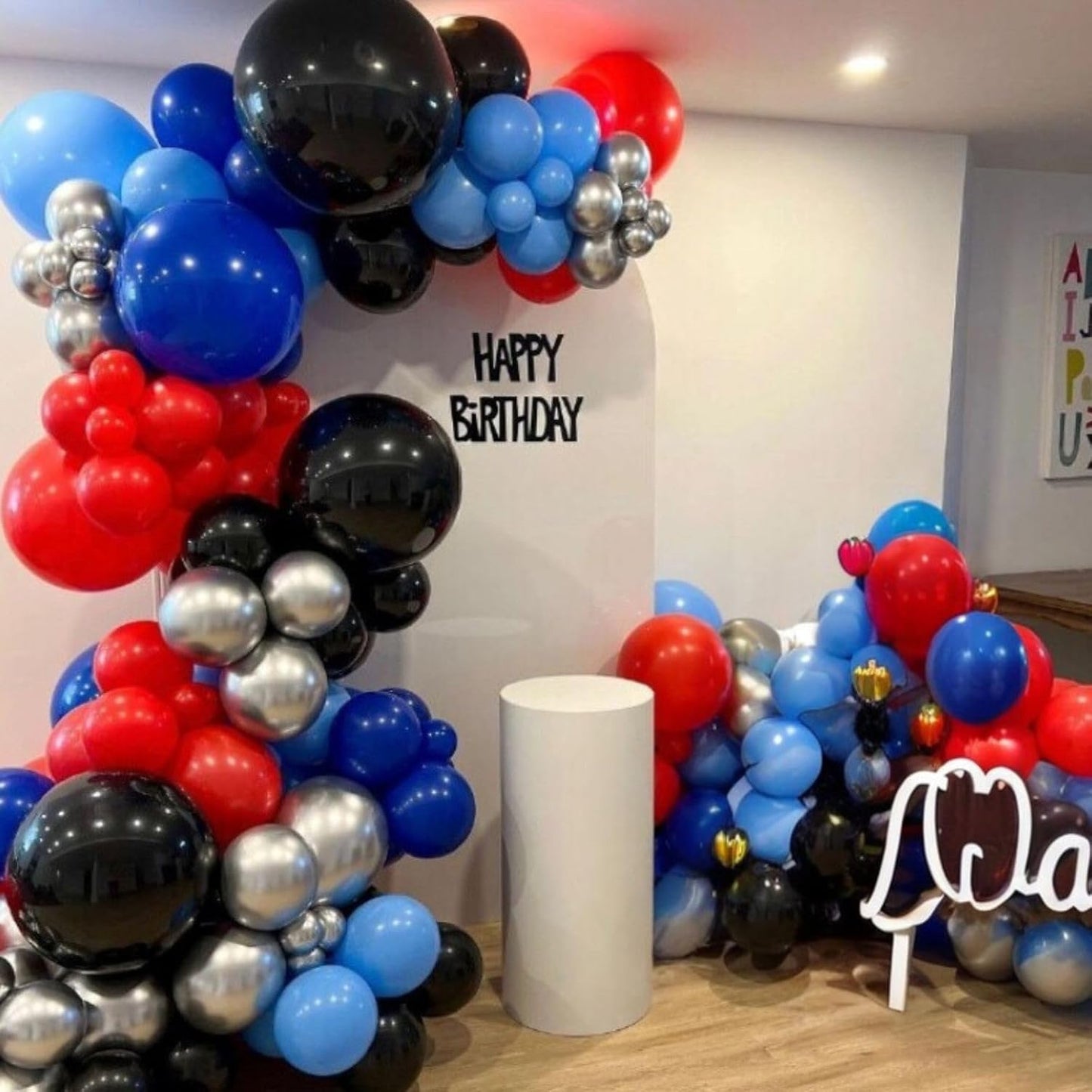 FunHot Red and Blue Balloons, 60 Pcs Red Black Blue Balloons, 12 Inch Metallic Silver Latex Balloon Helium Blue Confetti Balloon for Graduation Baby Shower Boys Kids Birthday Party Decorations