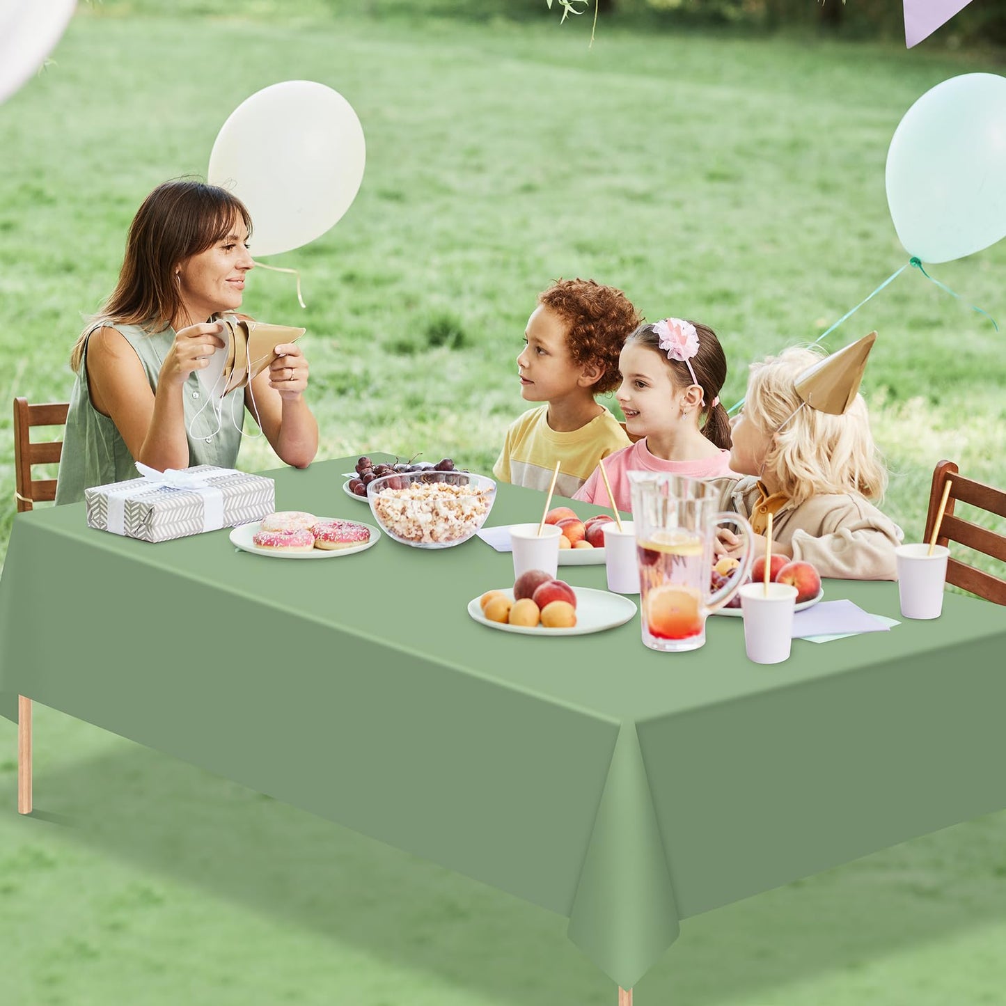 3Pack Sage Green Plastic Tablecloths for Rectangle Tables, Light Green Disposable Tablecloth