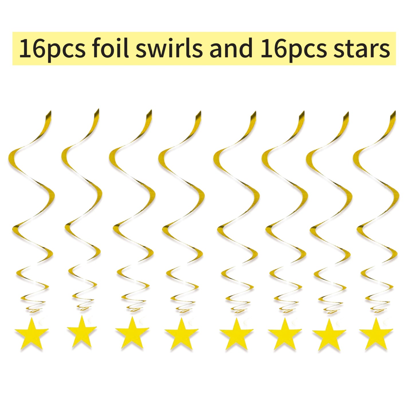 Gold Twinkle Stars Hanging Swirls Decorations Ceiling Swirl Foil Decoration Hanging Gold Party