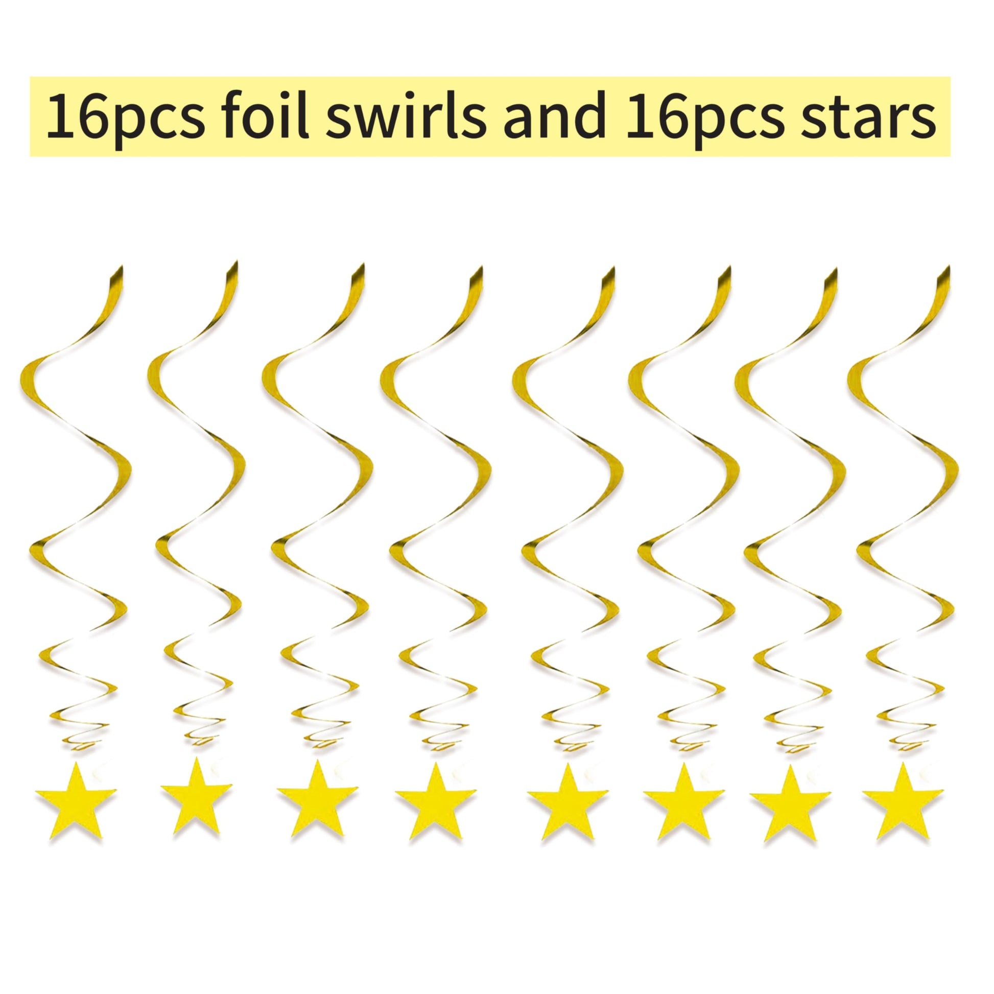 Gold Twinkle Stars Hanging Swirls Decorations Ceiling Swirl Foil Decoration Hanging Gold Party