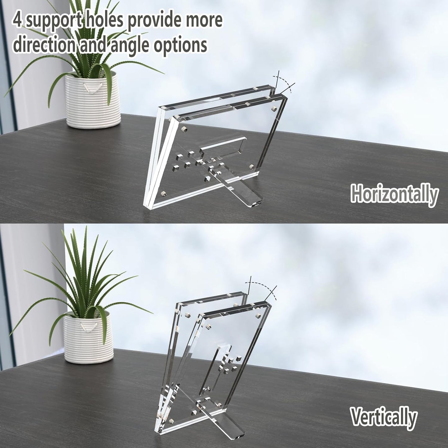 HELPLEX Picture Frames, 6 Pack 6x8 inch Acrylic Picture Frame Clear 6 x 8 Photo Frames Magnetic Picture Frames Ready for Tabletop Display, Effectively Protect Photos from Fading and Yellowing