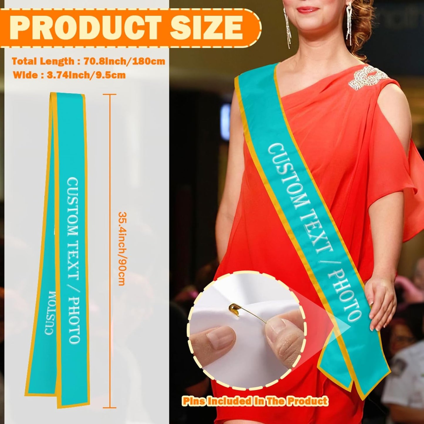 Custom Sash,Personalized Birthday Sash with Text Photo,Customized Bachelorette Sash Quote Sash Bride to Be Sash Color Optional (With decorative edge, Light Green)