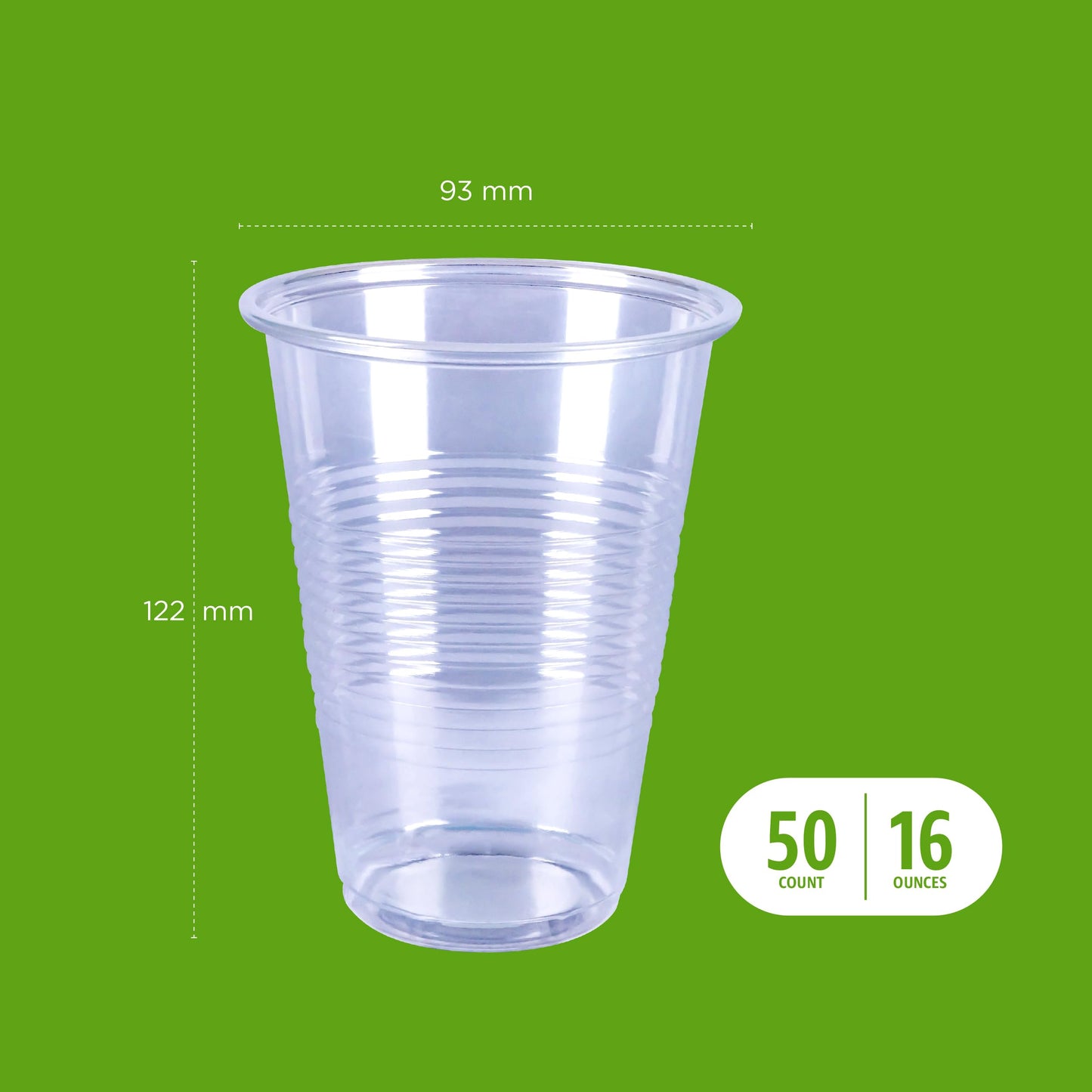 Amazon Basics Disposable Clear Plastic Cups for Cold Drinks, BPA-Free, Easy to Hold, 16oz, 50 Count