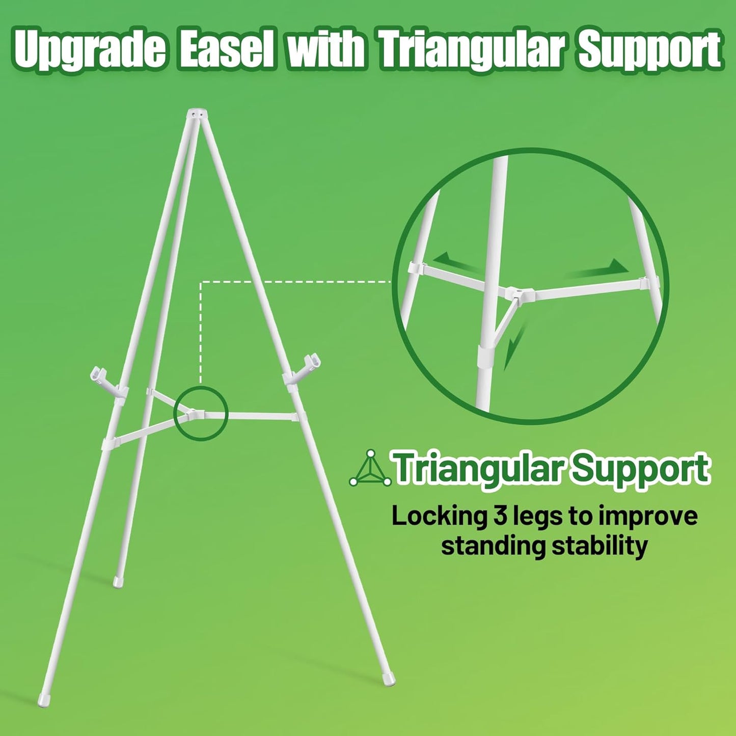 3 Pack White Easel Stand for Sign - 63" Adjustable Folding Floor Easels for Wedding Sign, Welcome Sign, Poster, Picture, Painting - Lightweight Portable Display Easels with Bags, Holds 5 lbs