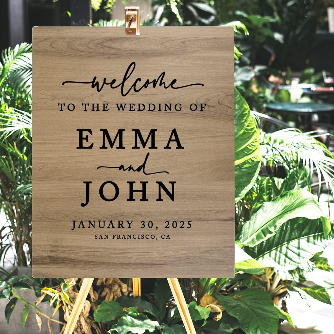 Andaz Press Large Wooden Welcome Sign for Wedding Rustic Welcome Sign 16" x 20" Custom Names Date & Location Fall Wedding Signage English Oak MDF Wood Finish Wedding Reception Indoor Outdoor Signs