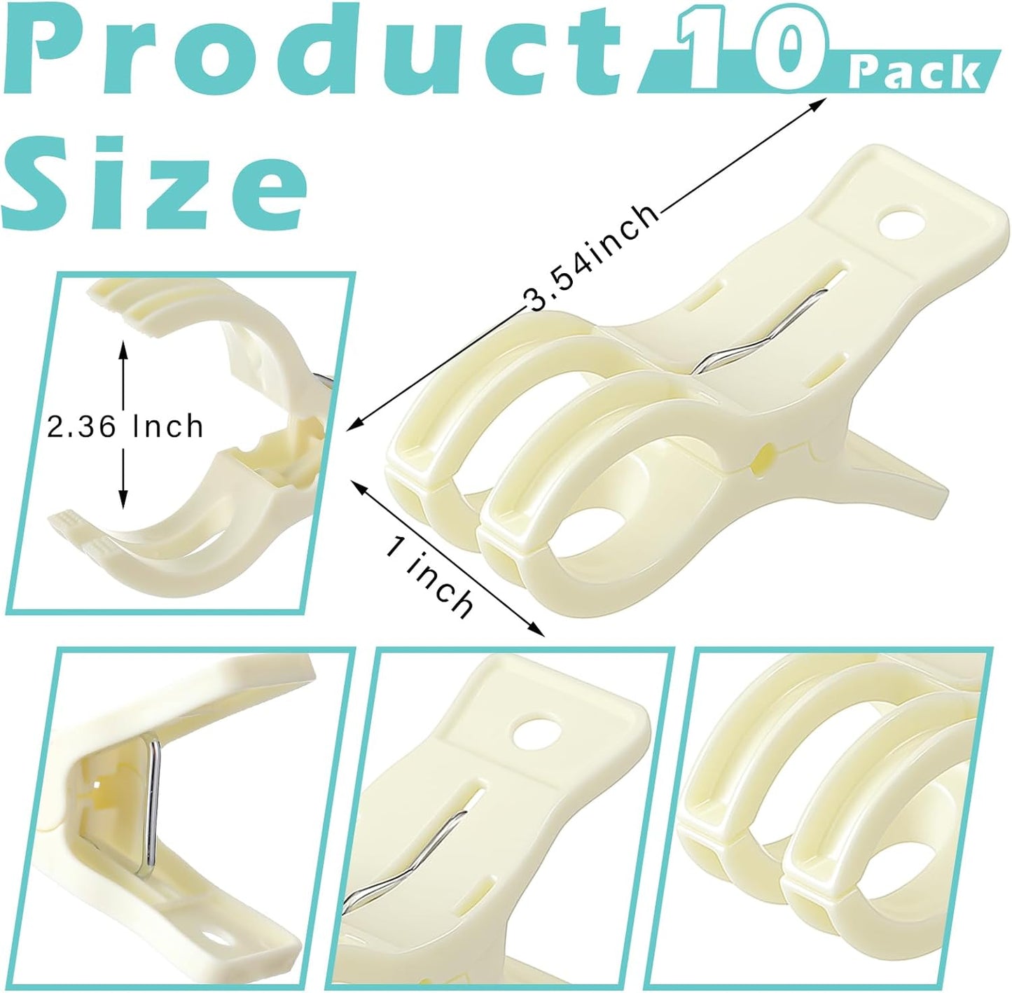 LemonRoad 10 Pack Large Balloon Arch Clips Plastic Transparent Backdrop Spring Clamps 3.5 Inch Heavy Duty Clip for Balloon Arch Kit Birthday Decoration Crafts Woodworking Photography Studios (Beige)