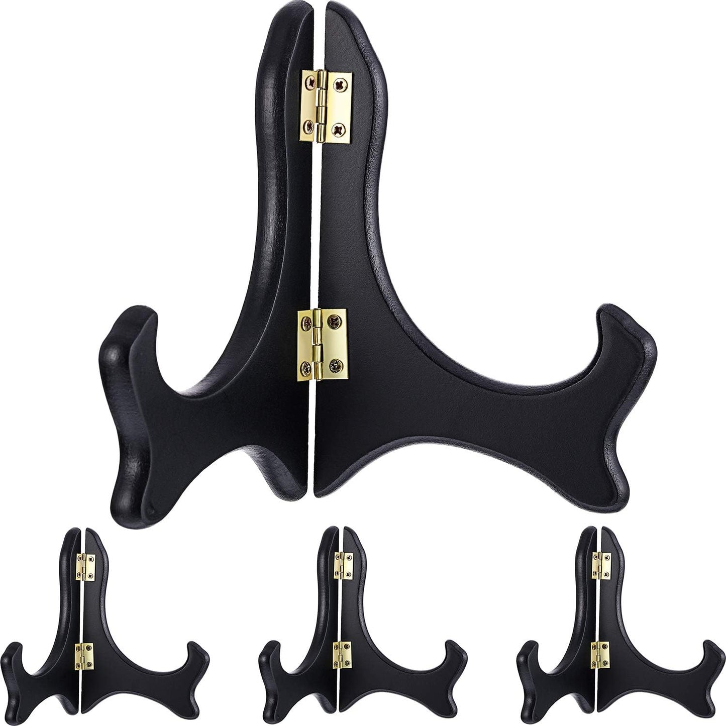 Tatuo 4 Pack Black Wooden Display Stand Plate Stands (5 Inch, Black)