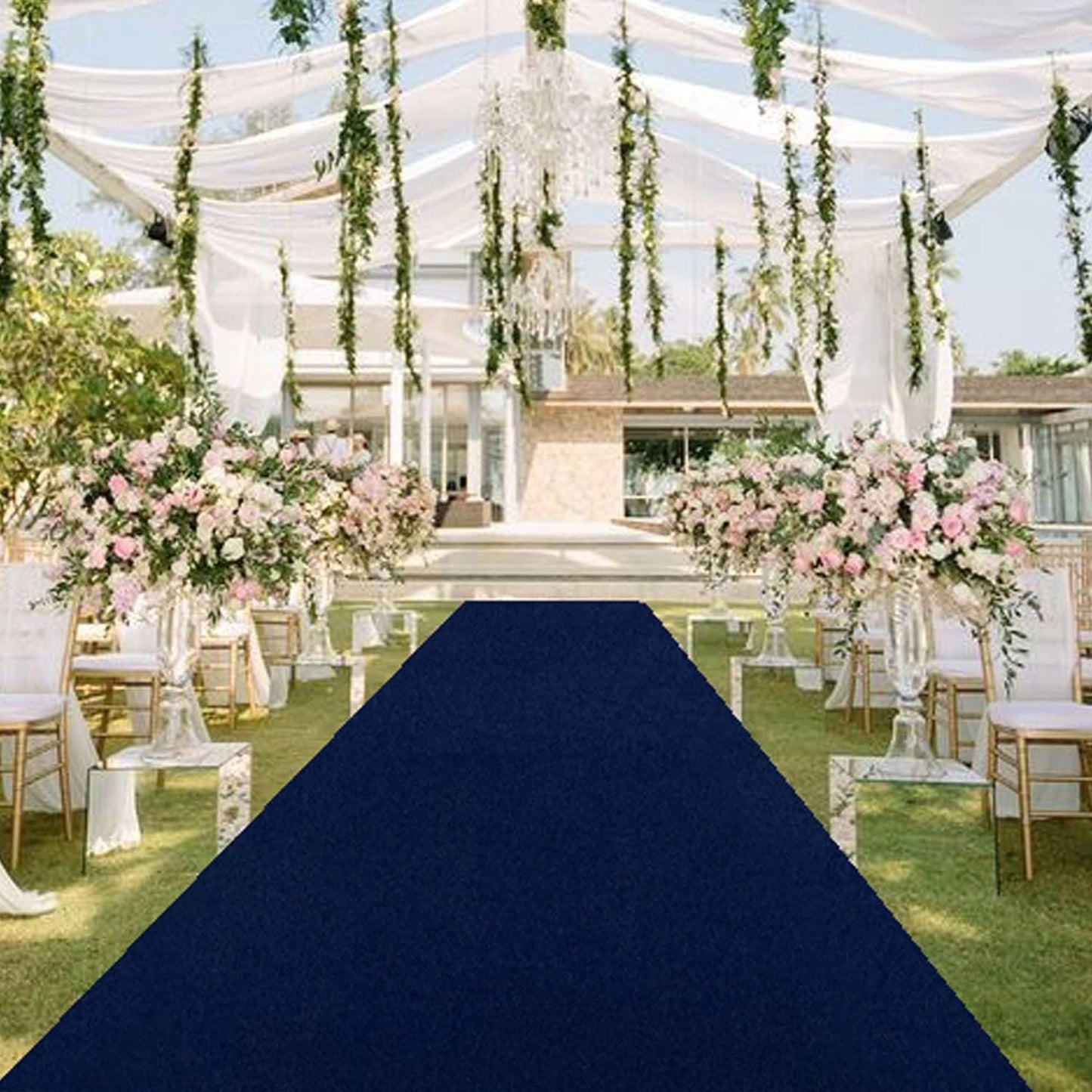 MODFUNS Aisle Runner for Wedding Navy Blue 4x15FT Aisle Runner Wedding Vintage Carpet Runner for Party Navy Carpet Rug for Hallway Celebration Carpet Rug Velvet Wedding Party Aisle Runway