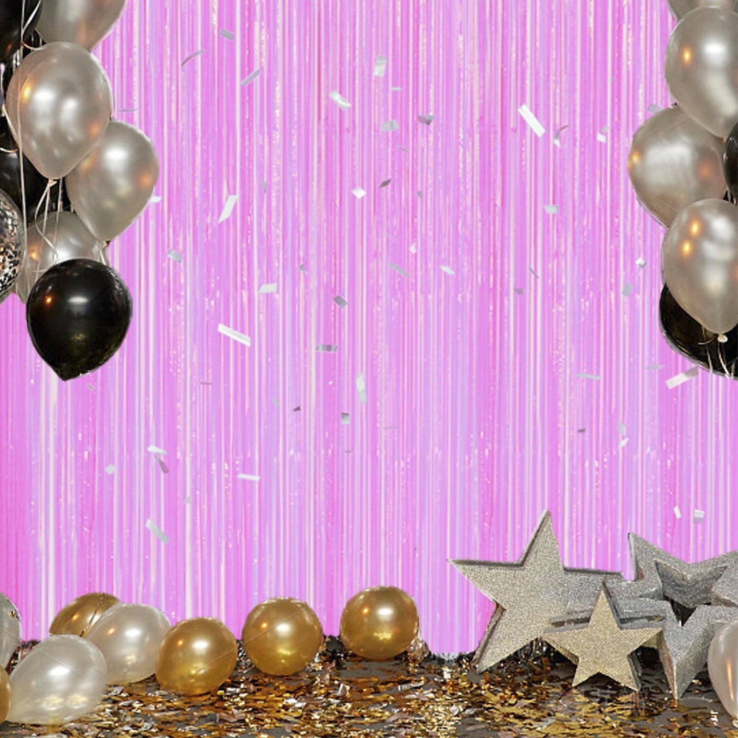 3 Pack Foil Fringe Backdrop - Pastel Purple Shiny Tinsel Curtains for Party Decoration/Photo Booth Props - 3.3x8.2 FT Metallic Foil Backdrop for Birthday, Wedding, Graduation, Christmas.