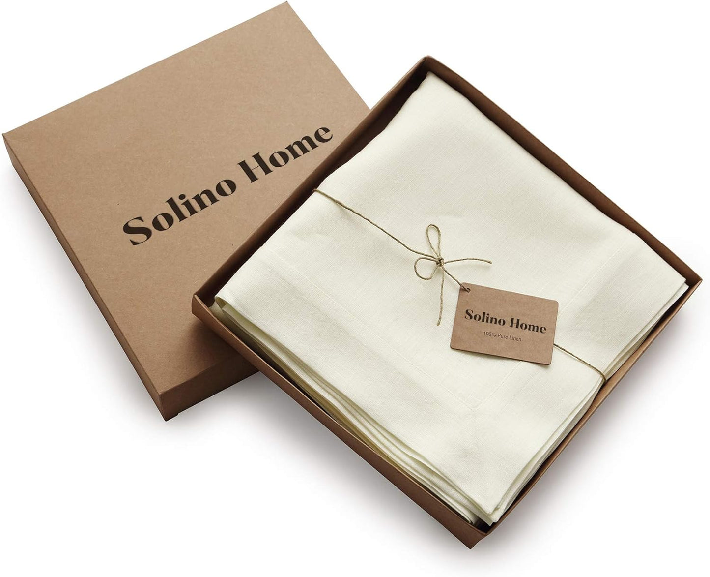 Solino Home Linen Ivory Tablecloth 60 x 102 Inch - 100% Pure Linen Rectangular Tablecloth - Machine Washable Table Cloth for Fall, Autumn, Thanksgiving, Christmas, Holiday - Fete