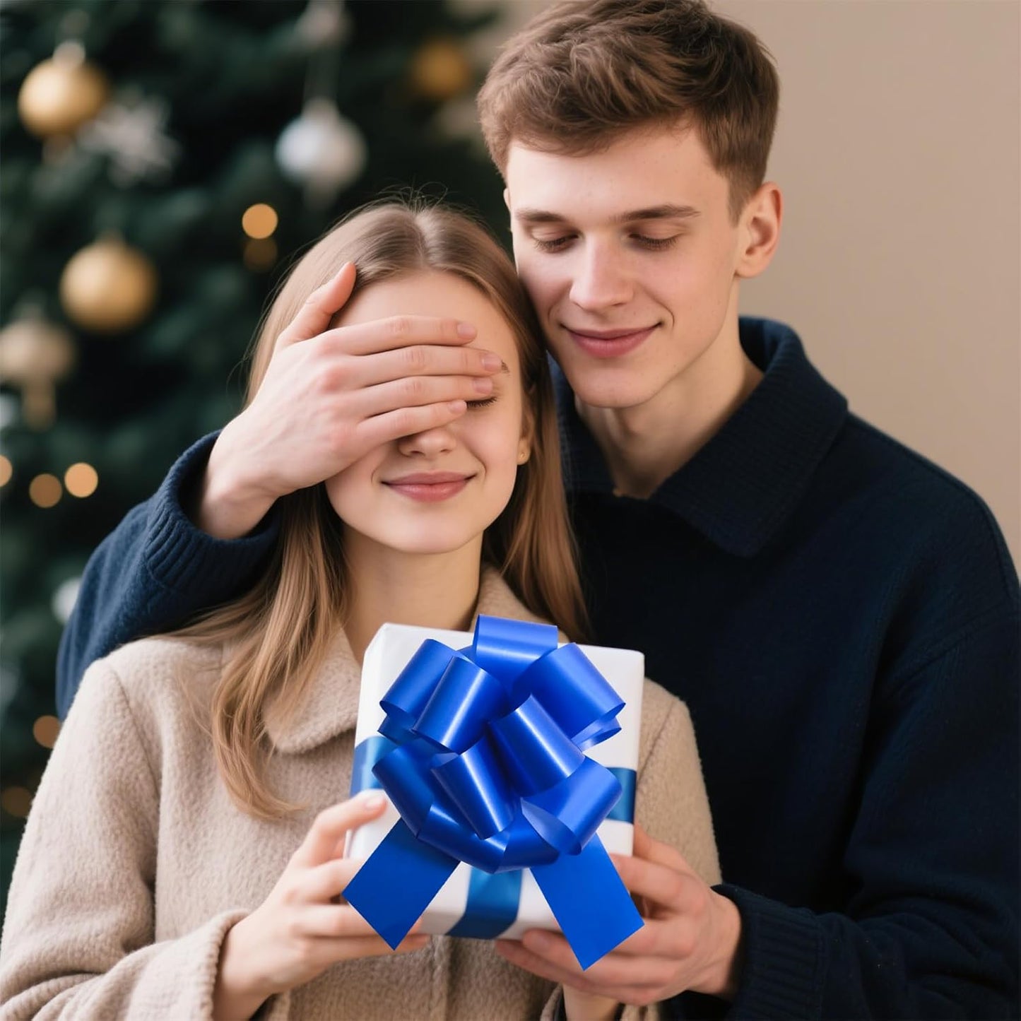 6 PCS 6 Inch Blue Pull Bows - Perfect for Gift Wrapping, Wedding Decor, Car Bows, Birthday Parties, Christmas and Valentine's Day