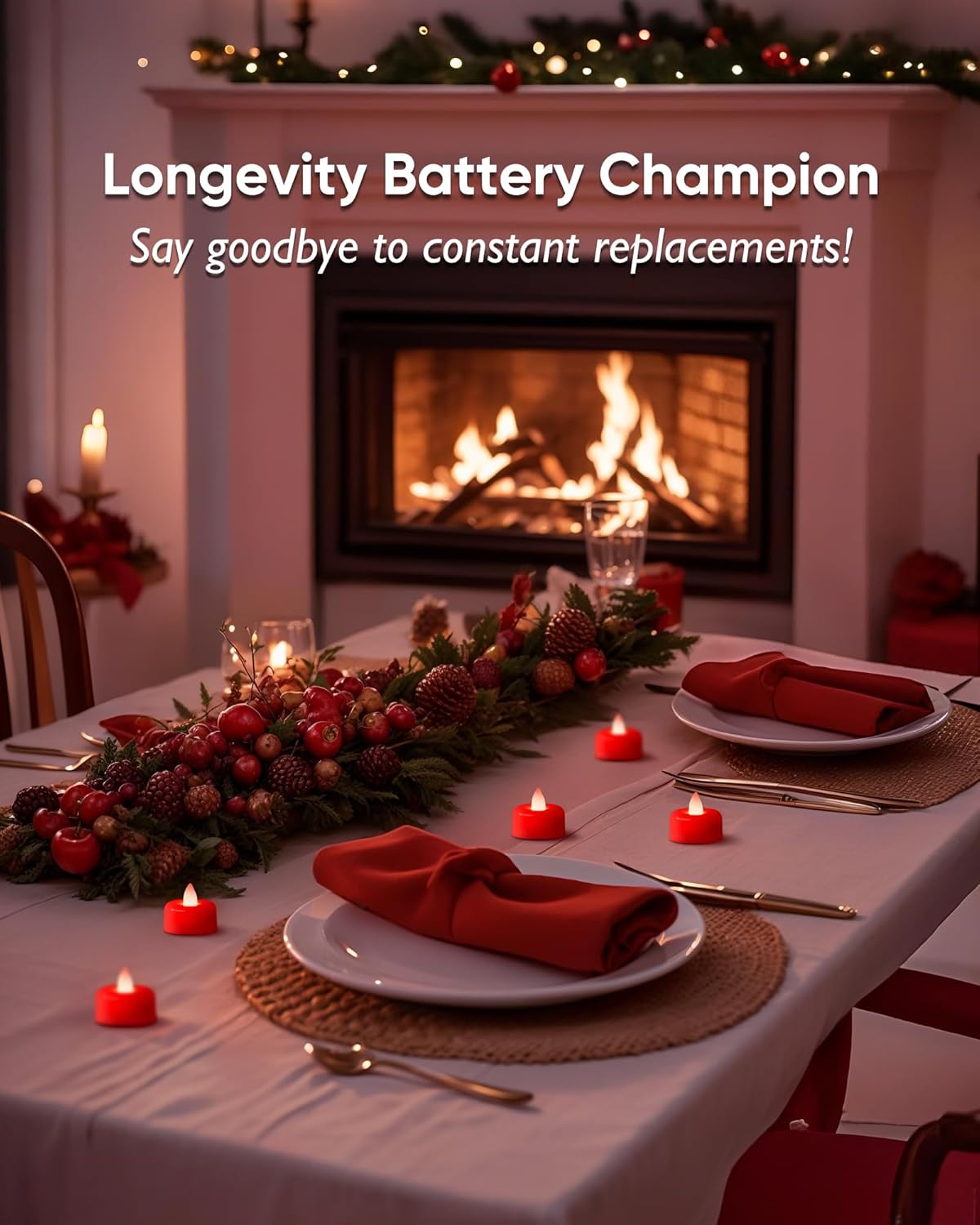 Amagic 24 Pack Red Flameless LED Tea Lights Candles Battery Operated, Electric Fake Tealight Candles for Votive, Wedding, Table Centerpiece, Party, Aniversary, Proposal, Halloween, Christmas