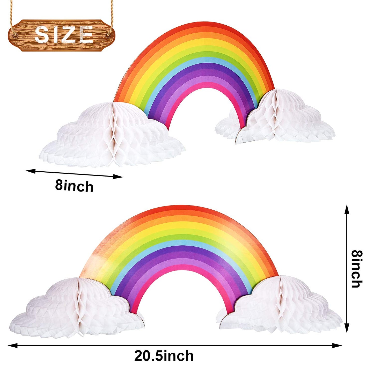 WILLBOND 2 Pieces Rainbow Table Decorations Centerpiece with Clouds