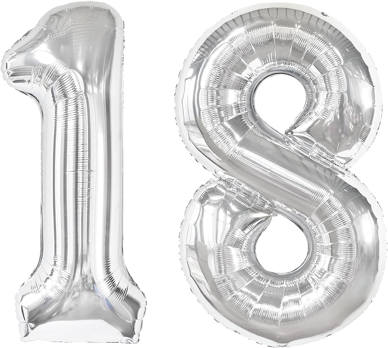 Silver Foil Number 18 Balloon 40 Inch, Helium Mylar Eight Number 18 Birthday Balloons, 18th Silver Women Men Wedding Anniversary, Graduations Party Supplies