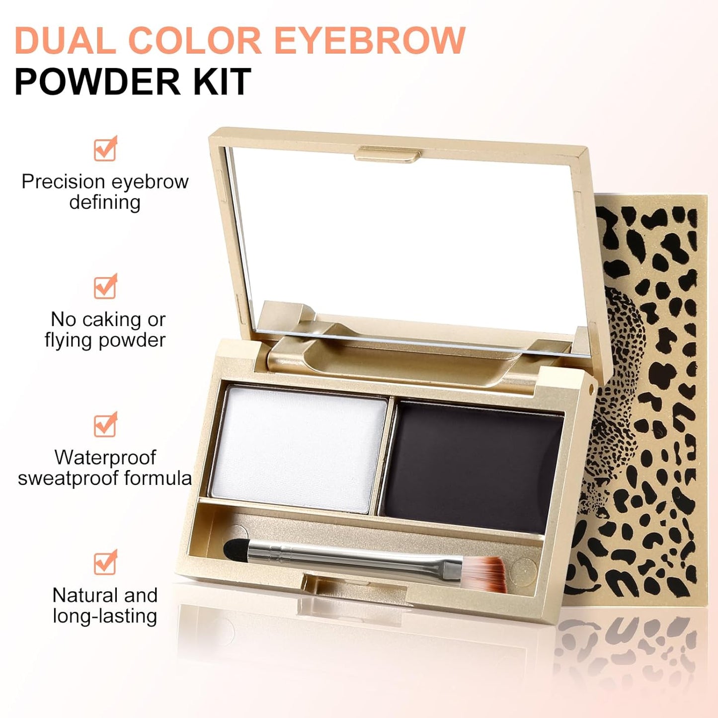 Boobeen Eyebrow Powder Kit, 2-color Waterproof Eyebrow Palette Makeup to Definer & Filler Brows, Eyebrow Color Powder Shape Natural Looking Brow - with Mirror Brush