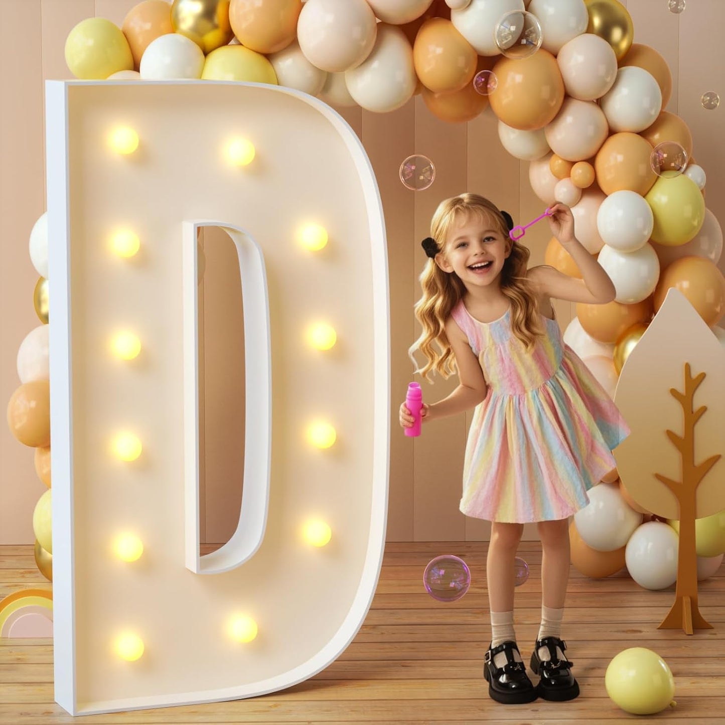 imprsv Marquee Light Up Letters, 4FT Mosaic Letters with Light for Baby Shower Graduation Party Decor, Large D for Engagement Wedding Party Decorations (Need to Assemble)
