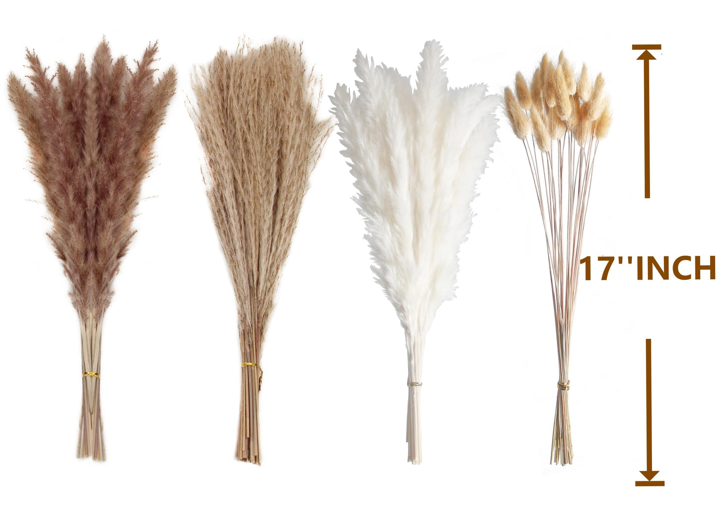 100 PCS Small Boho Pampas Grass, 17" Naturally Dried Pompas, Pampas Grass Decor for Wedding , Boho