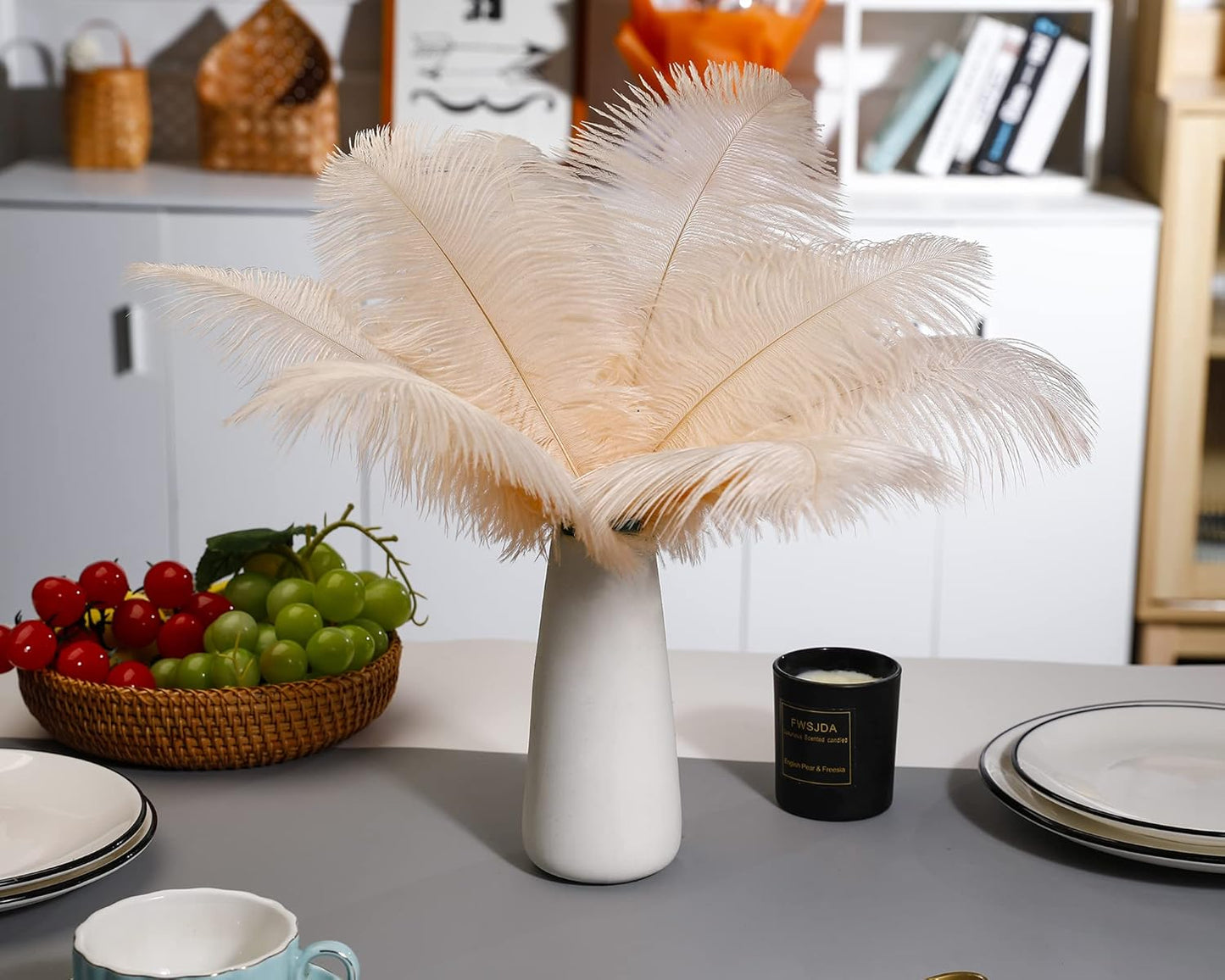 Ballinger Light Salmon Ostrich Feathers - 24pcs 10-12inch Feathers for vase，Wedding Party Centerpieces and Home Decor