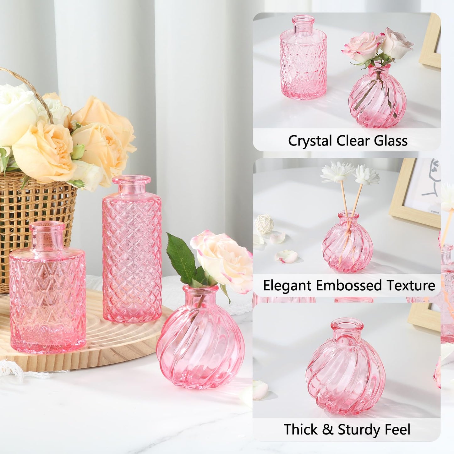 RUCKAE 12 Pack Glass Bud Vases Mini Flower Vase Small Vintage Vases for Centerpiece Table Wedding