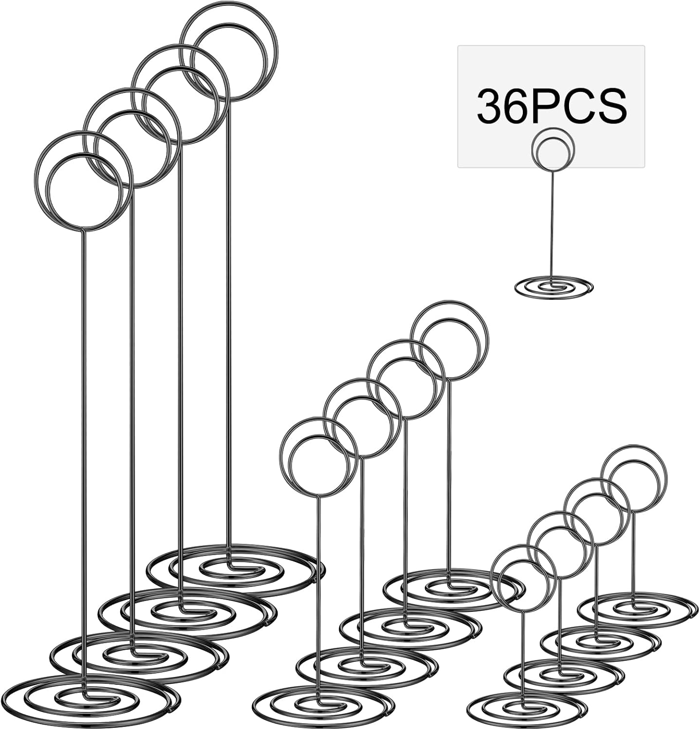 Teling 36 Pieces Table Number Holders 3 Size Place Card Holder Name Numbers Menu Memo Note Card Picture Photo Clip Stand Table Sign for Wedding Anniversary Party Display(Black)