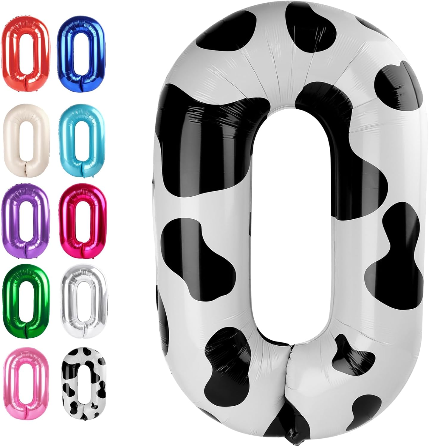 Cow Print 40 Inch 0 Number Balloons, 0 Decorations for 10 20 30 40 50 60 70 80 90 100Birthday, Foil Giant Birthday Graduations Anniversary Party Balloons