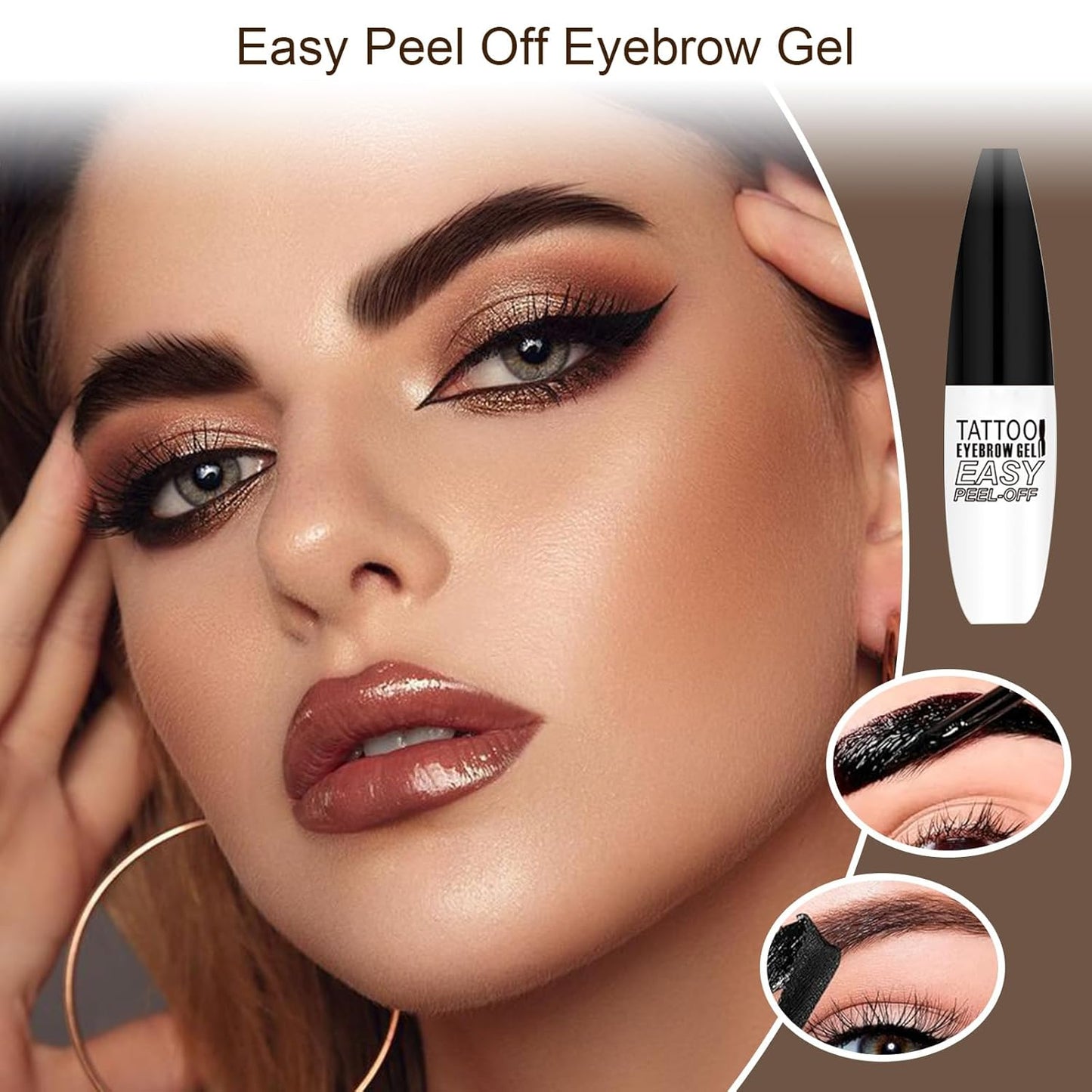 Easy Peel Off Eyebrow Gel Kit, Black Tattoo Brow Gel, Long-lasting Waterproof and Transfer for Women to Achieve Natural Fuller Brows, Suitable for All Skin Types