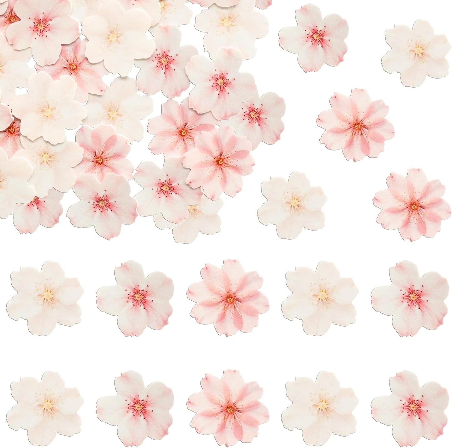 Ephlyn 54Pcs Edible Cherry Blossom Cake Decoration Spring Flowers Cupcake Toppers Wafer Paper Flowers Cake Decoration Wedding Birthday Baby Shower Party Supplies Multicolor