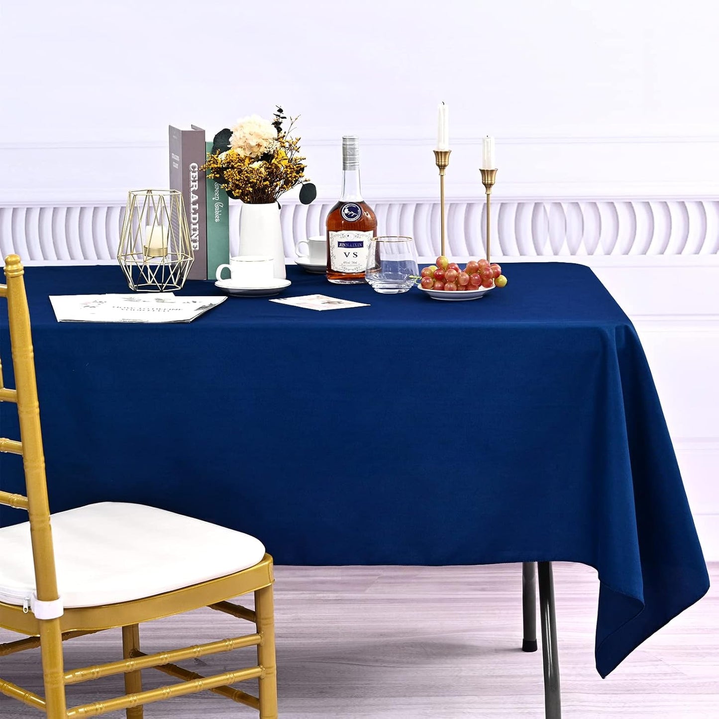 6 Pack Navy Blue Tablecloths for 6ft Rectangle Tables 60 x 102 Inch - Polyester Table Cover Stain and Wrinkle Resistant Washable Fabric Table Clothes for Wedding Party Banquet Reception Restaurant