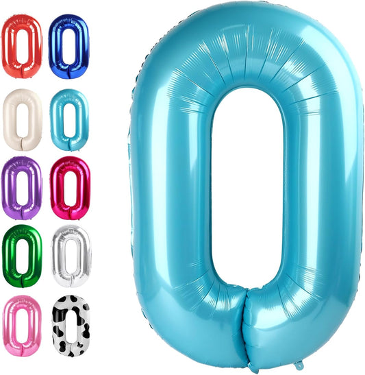 Pearl Blue 40 Inch 0 Number Balloons, 0 Decorations for 10 20 30 40 50 60 70 80 90 100Birthday, Foil Giant Birthday Graduations Anniversary Party Balloons