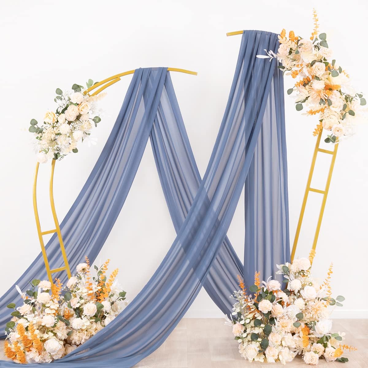 Socomi Wedding Arch Draping Fabric 1 Panel 29" x 19Ft Dusty Blue Sheer Chiffon Curtain Drapes 6 Yards for Wedding Ceremony Birthday Party Decoration