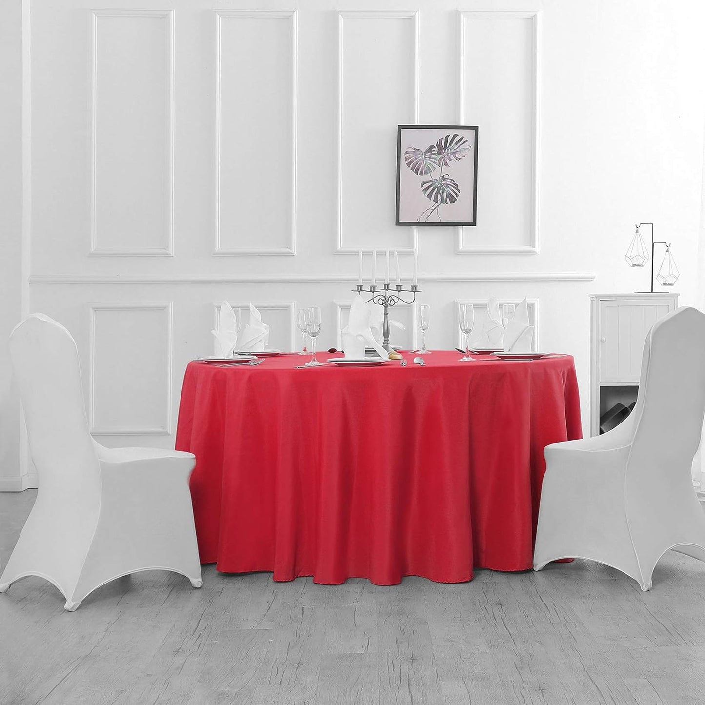 Cupuamon 132 inch Round Tablecloth Washable Polyester Table Cloth Decorative Table Cover for Wedding Party Dining Banquet（132 inch,Red）